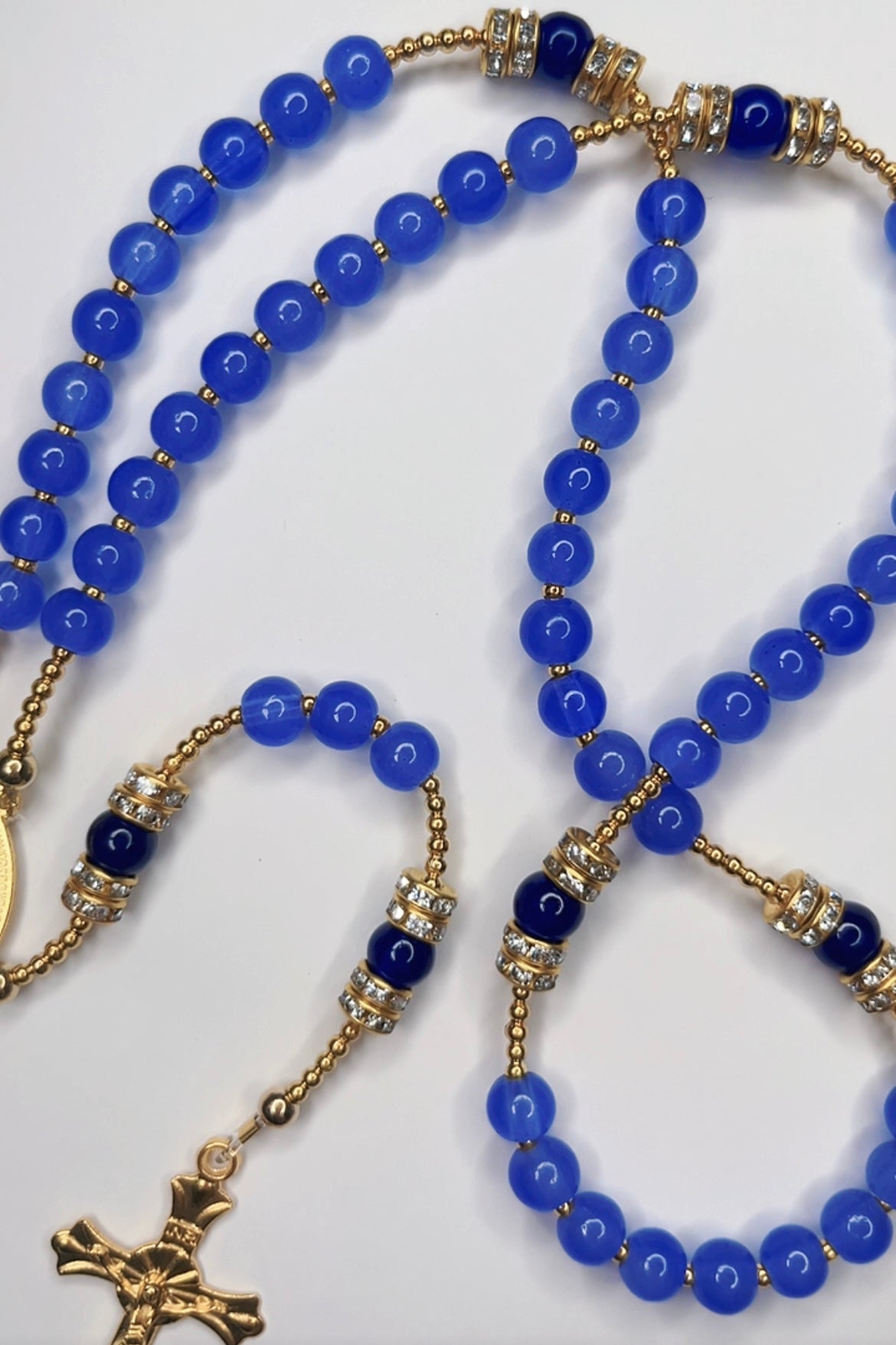 Navy Gold Catholic Handmade Rosary