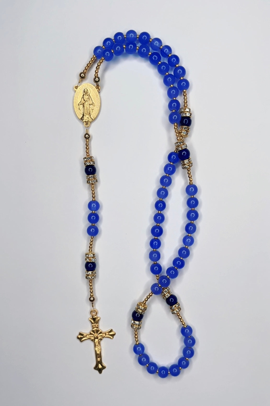 Navy Gold Catholic Handmade Rosary