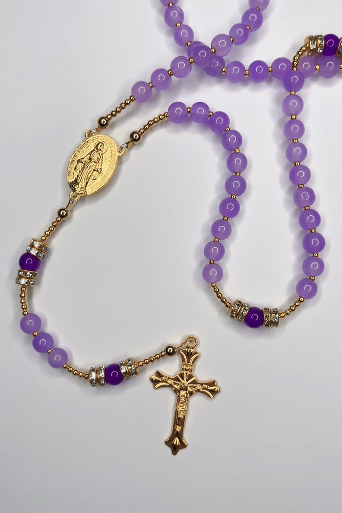 Lavender Gold Catholic Handmade Rosary