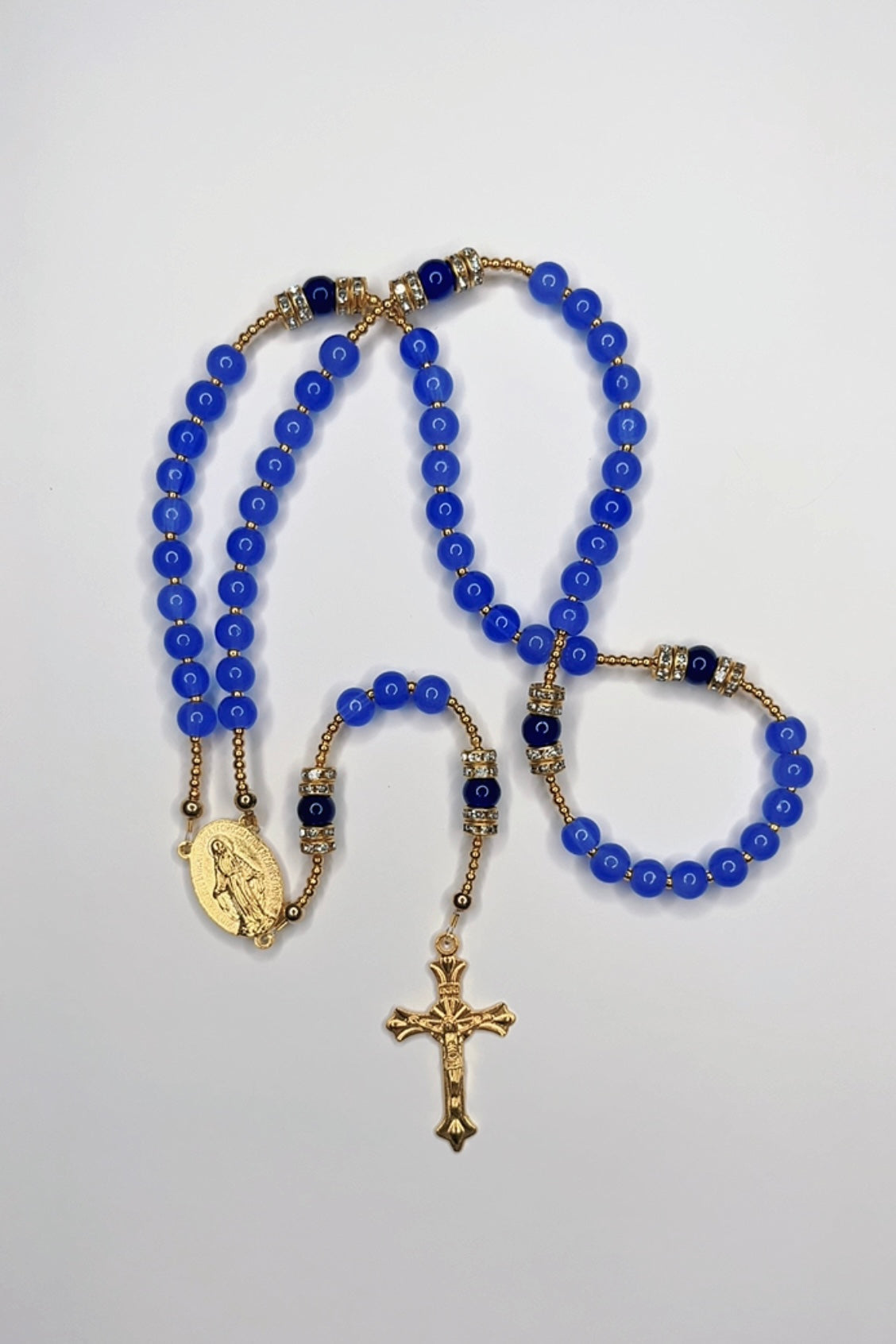 Navy Gold Catholic Handmade Rosary
