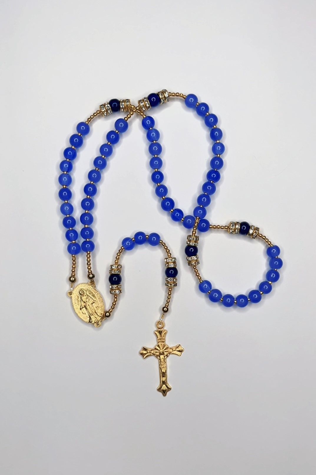 Navy Gold Catholic Handmade Rosary