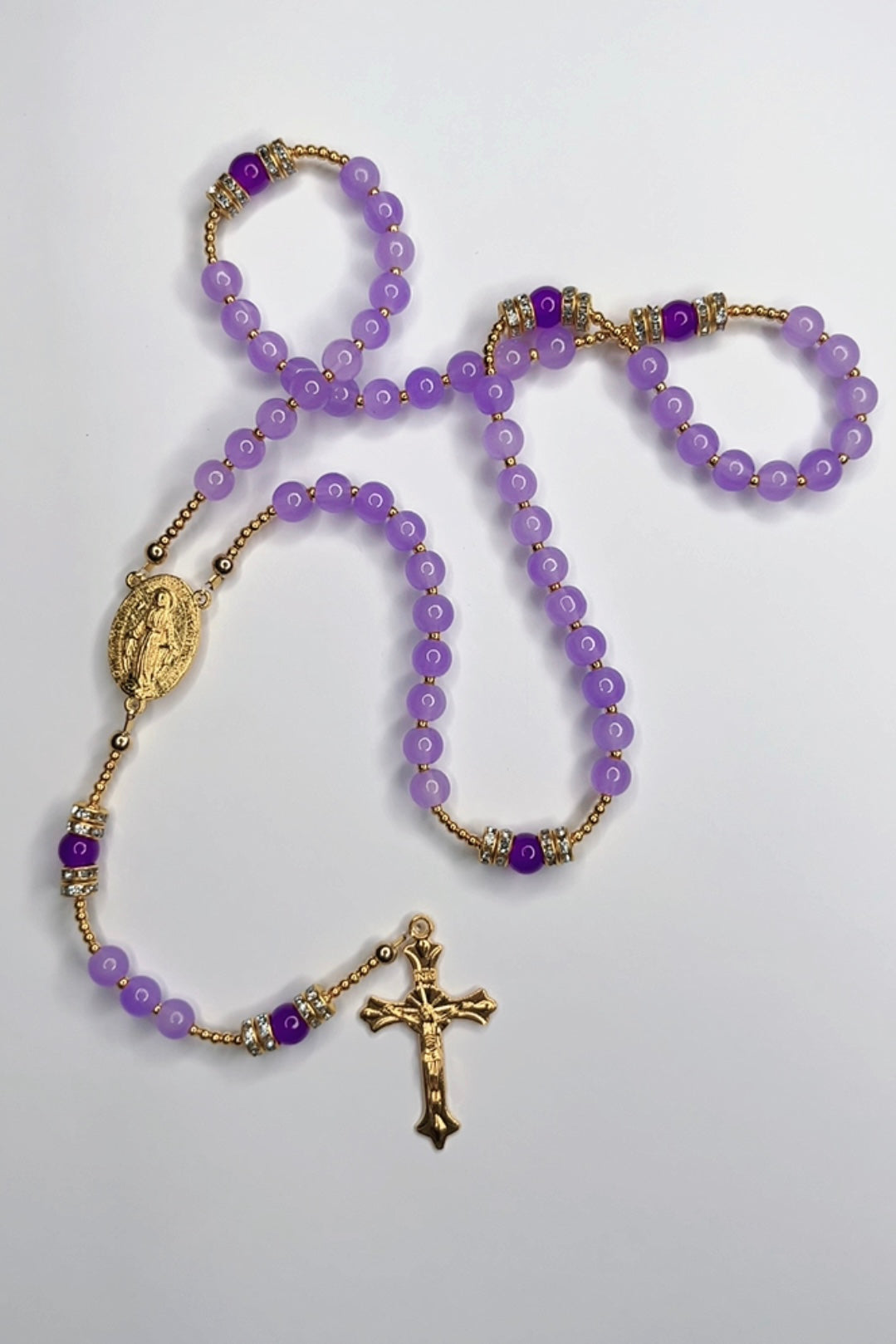 Lavender Gold Catholic Handmade Rosary