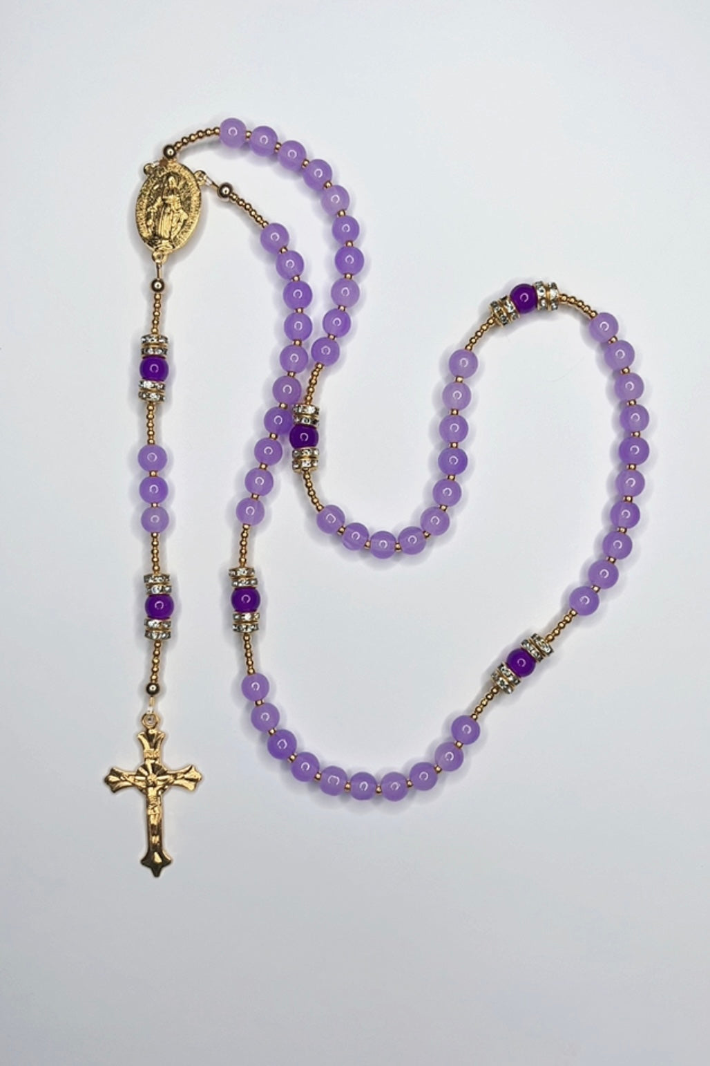 Lavender Gold Catholic Handmade Rosary