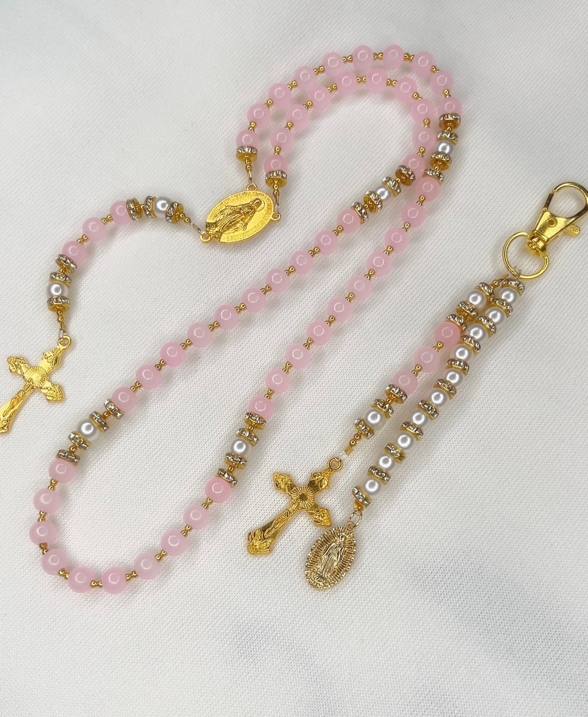 Pink Pearl Rosary Set