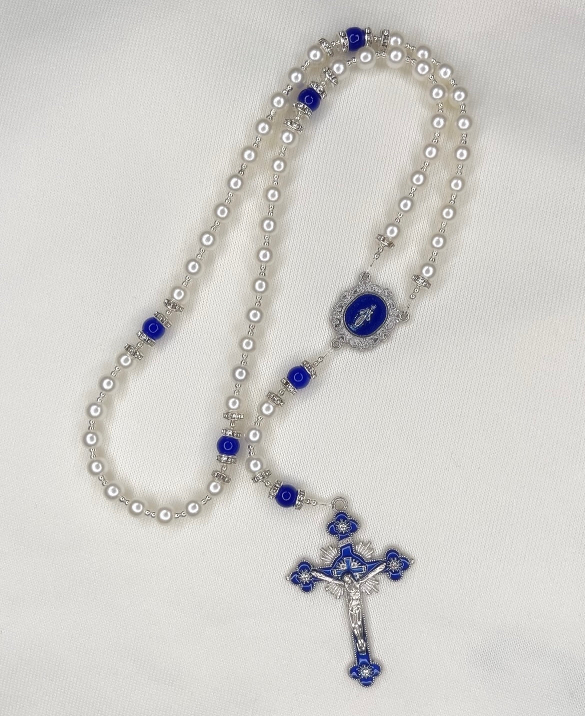 Navy Pearl Hand Made Catholic Rosary